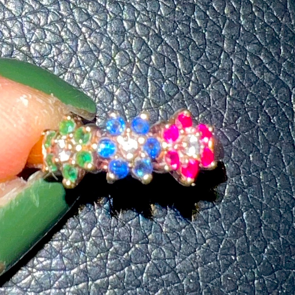 10 karat yellow, gold multiple color flower ring